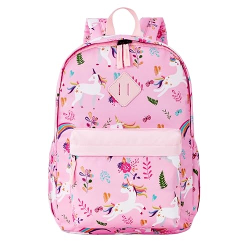 KK CRAFTS Preschool Backpack Kindergarten Little Kids Toddler Elementary School Backpacks for Boys and Girls with Chest Strap(15Inch, Pink Unicorn)
