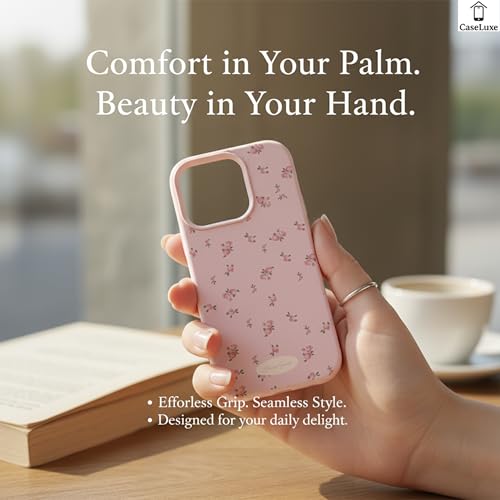 Image of Floral Pattern Phone Case Back Cover Compatible with iPhone 15 Elegant Small Flower Soft Texture Protective Case for Women and Girls-White-Pink