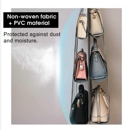 Image of 6 Pocket Hanging Handbag Organizer - Multi-Compartment Purse Storage with Adjustable Hooks - Space-Saving Closet Organizer for Handbags, Purses, Wallets - Durable, Home (2 Pcs Grey)