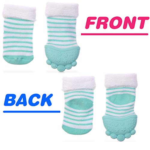 Image of Nuby Soothing Teether Sock, Aqua Stripes
