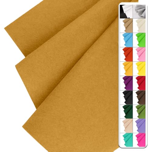 Image of IONTACH 36 inch X 36 inch Stiff Felt Fabric 1.2mm Thick (Antique Gold) | Felt Sheet for Craft, Sewing, Patchwork, Liner Decorations, School Projects, Home Decor