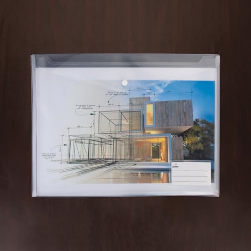 Image of Polen 12 Pcs A3 Size Folder with 20 microns Professional Expanding Transparent File (Specially for Architecture documents and Paintings) White Transparent Sheet, Big Size Button Folder.
