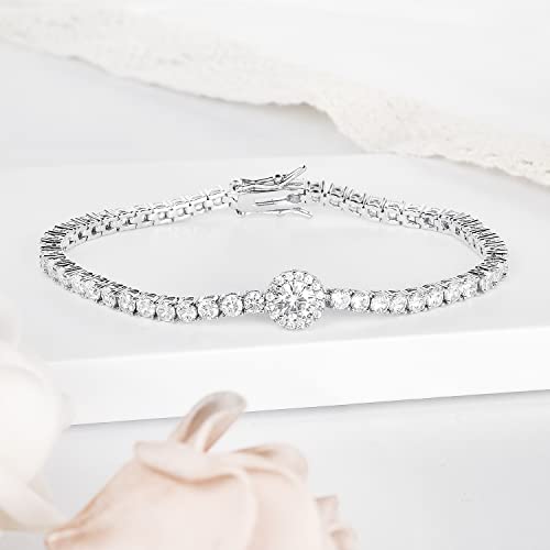 Gemsme 18K White Gold Plated 3.0Mm Bracelet Classic Hypoallergenic Cubic Zirconia Tennis Bracelet For Women 7.5 Inch #TOP2