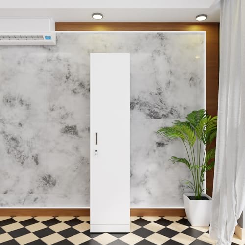 Image of VIKI Wardrobe | Wooden Almirah for Clothes,Door for Bedroom, 1 Door Wardrobe with Doors (Frosty White - 40D x 40W x 180H) | 1 Year Warranty | DIY