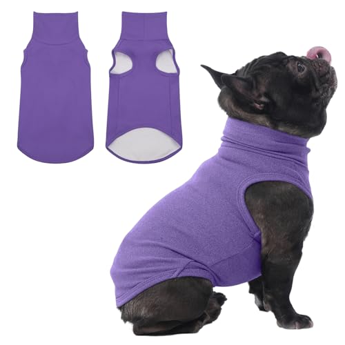 IECOii Small Dog Sweater,Stretch Fleece Vest - Purple, Medium,Warm Pullover for Winter Spring Fall, Soft & Lightweight Dog Sweatshirt Indoor Outdoor C