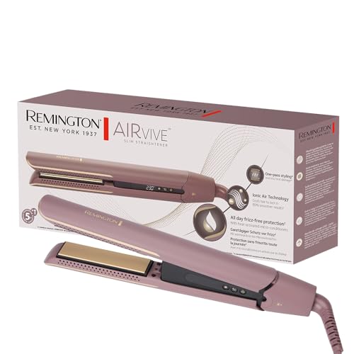 Remington AIRvive™ Glätteisen [Ionic Air-Technologie: weniger Frizz & statische Aufladung] Ultra-Keramikbeschichtung mit Mikrowirkstoffen (Schmale Platten, LCD-Display, 150-230°C) Haarglätter S8930
