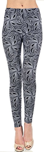 LMB | Women’s Extra Soft Leggings | Variety of Prints | One Size | Black White Floral Swirl