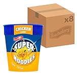 Batchelors Super Noodles Chicken Flavour, Instant Snack Ready in 4 Minutes, 75 g Pot (Pack Of 8)