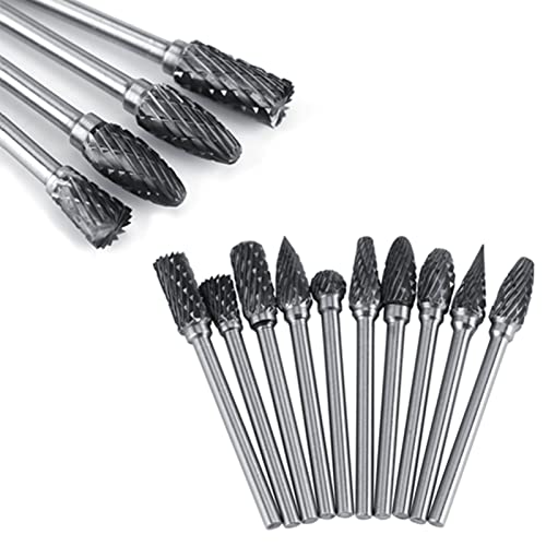 Set de 10 fresas rotativas de carburo doble corte miniatura 1
