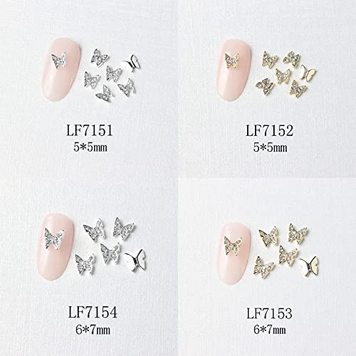22Pcs Butterfly Nail Art Charm Crystal Diamond Rhinestone Gold Silver Metal Alloy Nail Art Jewelry 3D Butterfly Shape Gemstone Design For Women Nail Art Diy Decoration Accessories #TOP6
