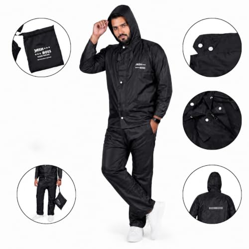 Image of Vogaan Rain Coat for Men Waterproof Rain coat Set for Women with Reflective Trim-Windproof Jacket & Pants Suit with Hood, Pockets & Breathable, Durable Fabric for Outdoor, Travel, Bike & Trekking Use