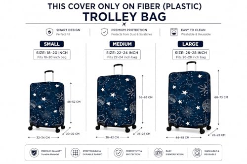 Image of Printed Luggage Cover for Traveling Bag & Suitcase - Stretchable & Scratchproof Trolley Protector with Velcro Lock & Lightweight Washable Material(Suitcase Not Included, Only Cover in Product)
