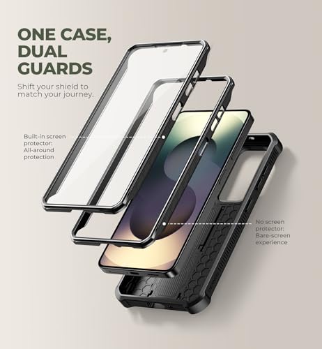 Image of Dexnor for Samsung Galaxy S26 Case with Upgraded Slide Camera Cover & 2 Front Frames & Built-in Screen Protector & Kickstand, Heavy-Duty Rugged Case Full-Body Protective Cover(2026),6.3 inch,Black