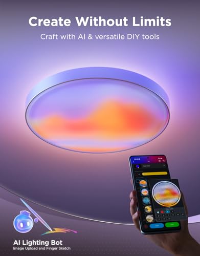 Image of Govee Ceiling Light Ultra 21 Inch, 5000LM Smart Flush Mount Ceiling Light | DIY Ceiling Canvas for Living Room, Bedroom & Game Room, Compatible with Matter & Alexa, RGBIC & Tunable White 2700K-6500K