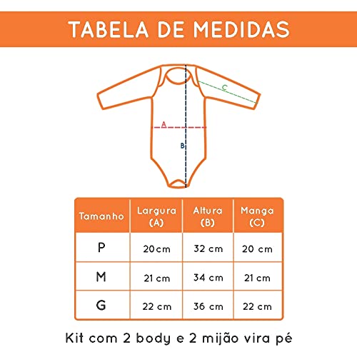 Body Bebe Manga Curta Longa + Mijao Calça Vira Pé Kit 4 Peças Roupa Menino Infantil