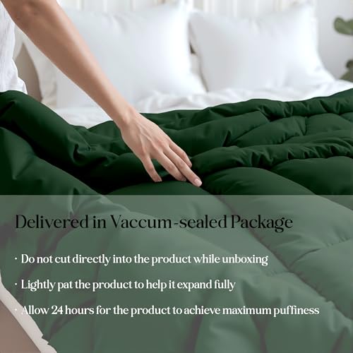 Image of ROYALE LINENS Comforter - Full Size Duvet Insert - All Season Soft Quilted Comforters with 8 Corner Tabs - Down Alternative Bedding Comforter - Box Stitched Duvet Insert (Green, Full 82 inchx86 inch)