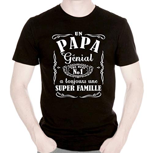 TOUTISHIRT T-Shirt Un Papa Génial a Toujours Une Super Famille - Parodie Whisky (L)