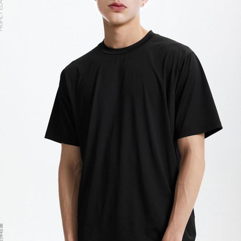 Men Round Neck Far East T-Shirt Casual Breathable Polyester Sweat-Wicking Splicing Short Sleeves Outdoor Sports Vest