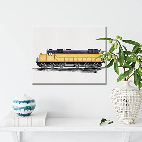 Nvhai Diesel Locomotive Canvas Wall Art Watercolor Transportation Train Canvas Painting Prints For Home Boys Bedroom Wall Decor Framed Artwork Gifts thumb #2