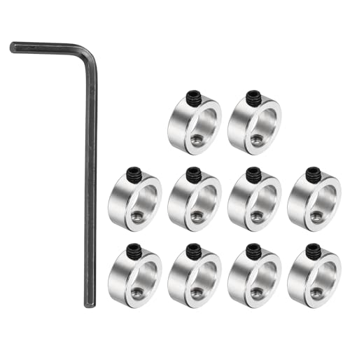 sourcing map 10 Pack Shaft Lock Collar, 10.05mm Bore Screw Lock Ring 15mm OD 6mm Height Steel Material Isolation for 3D 