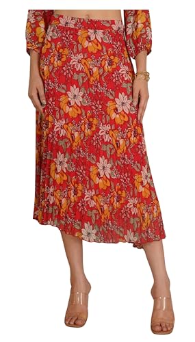 Image of NUEVOSDAMAS Floral Printed Pleated Navy /Multi Skirt