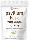 Micro Ingredients Psyllium Husk Capsules 3000mg, 500 Veg Caps | Soluble Fiber Supplement for Women & Men | Natural Prebiotics & Probiotics Fiber Supplements for Gut & Digestive Health | Non-GMO