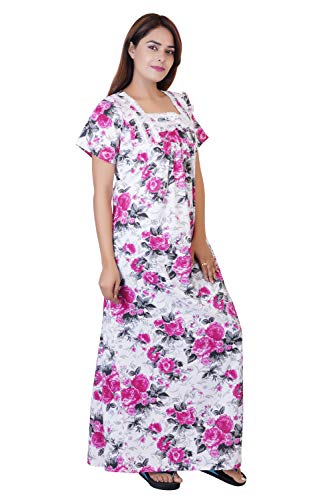 Image of Women's Cotton Block Print Knee Length Nighty