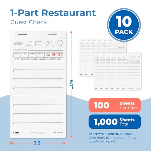Bloc-notes pour serveur et serveuse - Carnet de commande pour bar et dîners