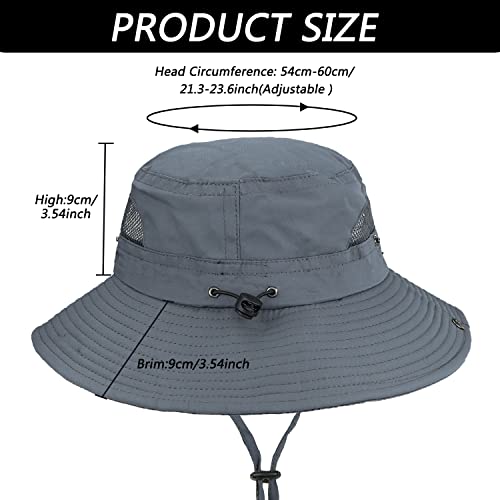 Sun Hat For Men/Women, Wide Brim Uv Protection Fishing Hat, Mens Waterproof Safari Boonie Bucket Hat For Hiking Garden Beach Dark Grey #TOP1