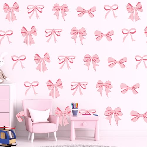 12 vinilos de lazo rosa claro para pared 7.9 x 11.8 pulg