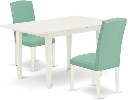 Vista 23 de East West Furniture NOEN5-BLK-69 - Juego de mesa y sillas de cocina de 5 piezas, incluye una mesa de comedor rectangular de hojas de mariposa y 4