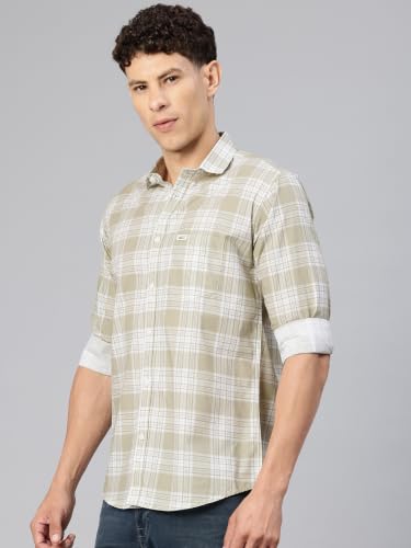 Image of Majestic Man Comfort Slim Fit Pure Cotton Checked Casual Shirt