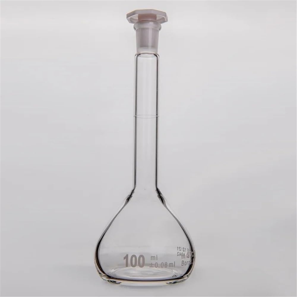 Vetreria da laboratorio Pallone volumetrico trasparente con tappo in plastica in vetro borosilicato F81(2pcs 150mL-F810150SP)