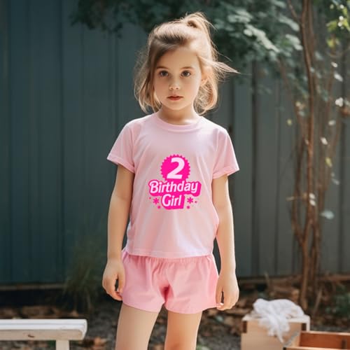 Image of Birthday Girl Shirt 2nd 3rd 4th 5th 6th Girls Happy Birthday Outfit Tshirts Girl Second B-Day Party Tee Tops Two
