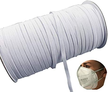 MYUREN 100 Yards Length 1/4 Inch Width Braided Elastic Band White Elastic Cord Heavy Stretch High Elasticity Knit Elastic Band for Sewing Crafts DIY,Bedspread, Cuff