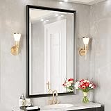 FTOTI 36X24 Inch Bathroom Mirror for Wall,Metal Black Framed Vanity Bathroom Mirror,Modern Rectangle