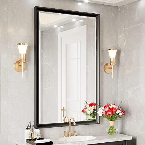 Ftoti 36X24 Inch Bathroom Mirror For Wall,Metal Black Framed Vanity Bathroom Mirror,Modern Rectangle Farmhouse Mirror,Beveled Edge,Hangs Horizontally Or Vertically #TOP11