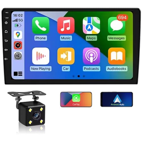 PolarLander Radio del Coche Sistema Android de 9 Pulgadas Estéreo automático 2.5D Pantalla capacitiva Bluetooth WiFi GPS Quad Core SWC FM BT USB con cámara de visión Trasera