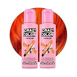 Crazy Color Vibrant Orange Semi-Permanent Duo Hair Dye. Highly Pigmented Vibrant Copper Conditioning & Oil Nourishing Vegan Formula | No Bleach or Ammonia | 200ml