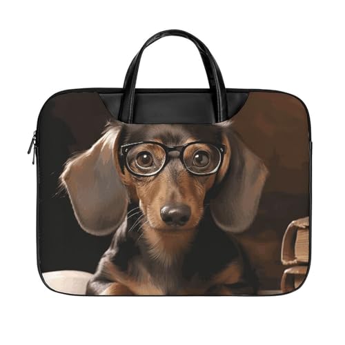 Bolso de hombro impermeable para laptop 17" Dachshund miniatura 1