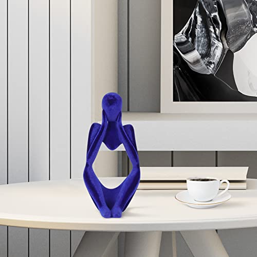 Fairybird Living Room Decor, Flocked Thinker Statue Home Decor, Abstract Sculpture Coffee Table Desk Decor Accents, Modern Figurines Decorations For Bedroom, Office And Bathroom (Blue-Focus) #TOP5