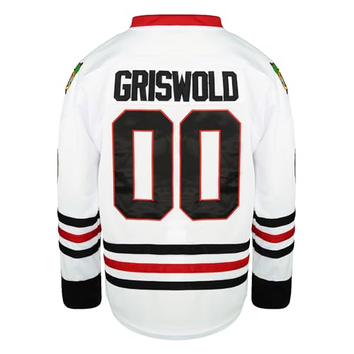 Classic Ice Hockey Jersey Long Sleeve #00 Movie Mens Hockey Jerseys Stitched Letters and Numbers S-XXXL (US Alpha Large Regular Regular) White
