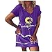 Produktbild KIMODO Damen Kleider Tunika Tshirt Kurzarm V-Ausschnitt Minikleid Sommerkleid Lässiges Elefant Sonnenblume Drucken Brautkleid Maxikleid (Lila-A, M)
