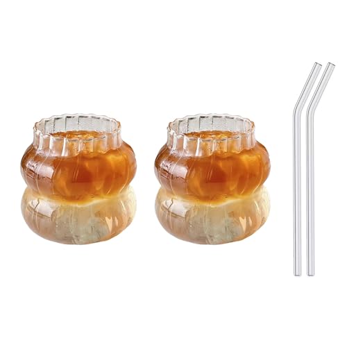 Set 2 vasos de vidrio con sorbetes 12oz vidrio claro