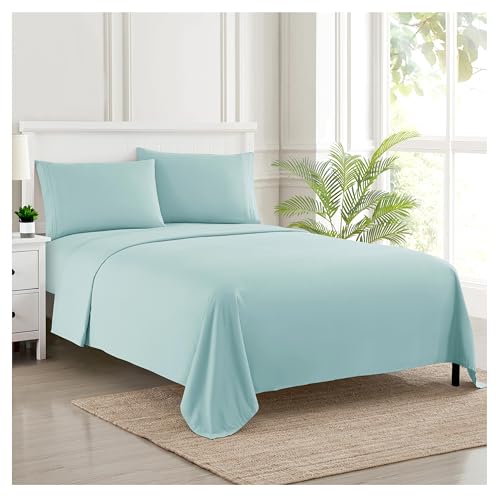 California King Sheet Sets - Breathable Luxury Sheets with Full Elastic & Secure Corner Straps Built In - 1800 Supreme Collection Deep Pocket Bedding Set, Sheet Set, California King, Light Blue