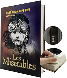 Book Safe, Real Paper Diversion Safe with Combination Lock, Hollow Hidden Compartment, for Jewelry, Money and Cash (Les Miserables,Combination)