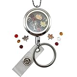 Custom Stainless Steel Lanyard with Floating Charm Locket Badge Reel with Sturdy Screw Top Lid and Key Ring Retractable Heavy Duty Rust and Tarnish Free Chain (FC LY Fall)