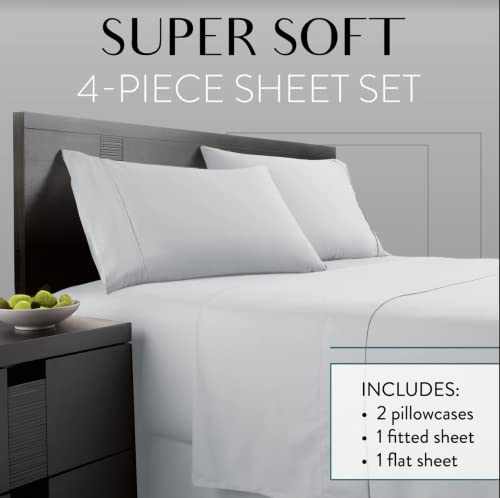 Danjor Linens Bed Sheet Set Twin XL for College Dorm Room, Back to School Items, Sheets with 2 Pillowcases, Lightweight Brushed Microfiber Deep Pockets, 4 Piece Bedding Sets, Light Gray