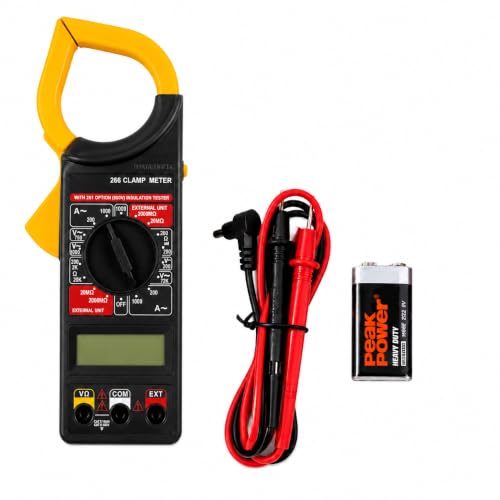 Image of WHDZ Digital Clamp Meter with LCD Display | AC /DC Voltage, AC Current, Ohm Resistance, Continuity Buzzer & Data Hold | Electrical Clamp Multimeter for Electricians & Home Use