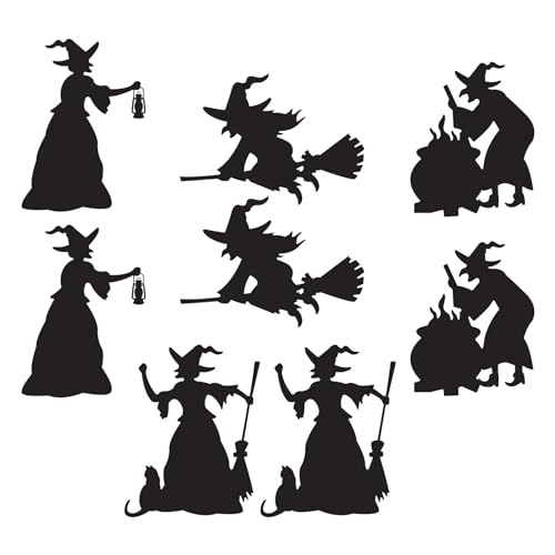 Beistle 8 Piece Black Witch Silhouette Cutouts, Halloween Party Decorations
